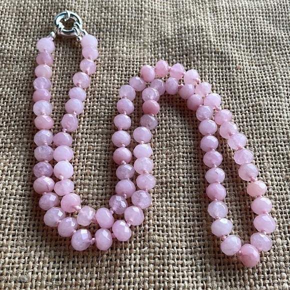 Rose Quartz Rondelle Stone knotted Handmade New Amazing Quality New - Picture 2 of 13